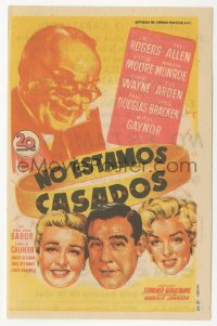 5z1218 WE'RE NOT MARRIED Spanish herald 1953 Soligo art of Marilyn Monroe, Ginger Rogers & Douglas!