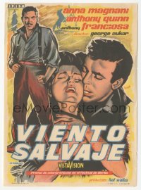 5z1232 WILD IS THE WIND Spanish herald 1961 Viciano art of Anthony Quinn, Franciosa & Magnani, rare!