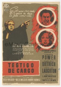 5z1234 WITNESS FOR THE PROSECUTION Spanish herald 1958 different MCP art of Power, Dietrich, Laughton