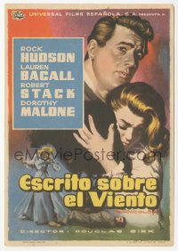 5z1240 WRITTEN ON THE WIND Spanish herald 1960 different MCP art of sexy Lauren Bacall & Rock Hudson!