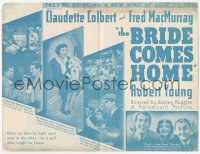 5z0467 BRIDE COMES HOME herald 1935 Claudette Colbert between Fred MacMurray & Robert Young!