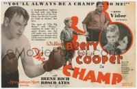 5z0483 CHAMP herald 1931 boxer Wallace Beery, Jackie Cooper, King Vidor, boxing epic!