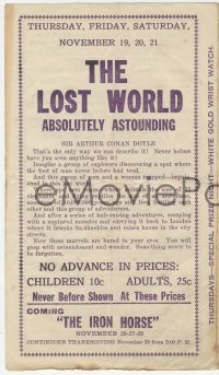 5z0486 CHEERIO THEATRE local theater herald Nov 3, 1925 The Lost World, Gambling Wives, Iron Horse