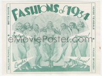 5z0410 FASHIONS OF 1934 English herald 1934 William Dieterle, cool deco art + sexy showgirls, rare!
