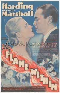 5z0555 FLAME WITHIN herald 1935 Herbert Marshall, Ann Harding, Maureen O'Sullivan, Louis Hayward
