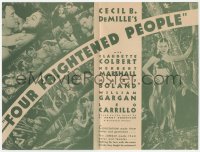5z0562 FOUR FRIGHTENED PEOPLE herald 1934 Claudette Colbert, Marshall, Boland, Gargan, DeMille, rare!