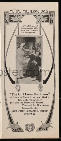 5z0572 GIRL FROM HIS TOWN herald 1915 a drama of youth, love & rivalry life in the Smart Set, rare!