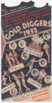 5z0578 GOLD DIGGERS OF 1933 die-cut herald 1933 great images of sexy showgirls, musical classic!