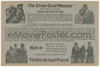 5z0589 GREEN EYED MONSTER herald 1919 stupendous all-star negro motion picture, train adventure!