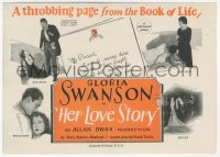 5z0600 HER LOVE STORY 4pg herald 1924 Gloria Swanson, a throbbing page from the Book of Life, rare!