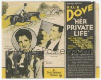 5z0601 HER PRIVATE LIFE herald 1929 Billie Dove, Thelma Todd & super young Walter Pidgeon!
