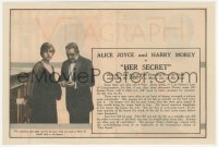 5z0602 HER SECRET herald 1917 Alice Joyce's confession cost her Harry Morey's love, rare!