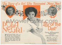 5z0655 LILY OF THE DUST herald 1924 sexy Pola Negri in love triangle with two German officers, rare!