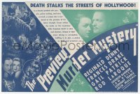 5z0718 PREVIEW MURDER MYSTERY herald 1936 death stalks the streets of Hollywood, rare!