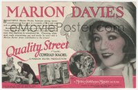 5z0722 QUALITY STREET herald 1927 Marion Davies, Conrad Nagel, delightful comedy of love & war, rare!