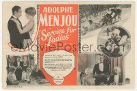 5z0769 SERVICE FOR LADIES herald 1927 artwork & photos of head waiter Adolphe Menjou, rare!