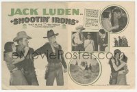5z0773 SHOOTIN' IRONS herald 1927 great art of masked cowboy Jack Luden with two guns, rare!