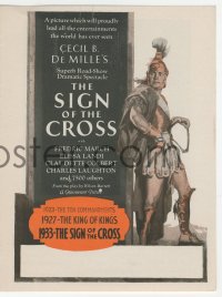 5z0777 SIGN OF THE CROSS herald 1932 Cecil B. DeMille classic, Fredric March, Elissa Landi, rare!