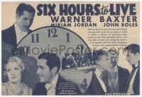 5z0780 SIX HOURS TO LIVE herald 1932 rare William Dieterle sci-fi, Warner Baxter, Miriam Jordan!
