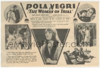 5z0859 WOMAN ON TRIAL herald 1927 Pola Negri tricks her husband into helping her boyfriend, rare!