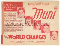 5z0864 WORLD CHANGES herald 1933 art of Paul Muni, who lived 4 generations of breath-taking drama!