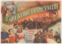 5z1026 HOW GREEN WAS MY VALLEY 4pg Spanish herald 1944 John Ford, Barba art of Walter Pidgeon & cast!