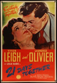 6a0310 21 DAYS TOGETHER 40x60 1940 art of Vivien Leigh who loves possible murderer Laurence Olivier!