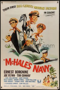 6a0326 McHALE'S NAVY 40x60 1964 Joseph Smith art of Ernest Borgnine, Tim Conway & cast on ship!