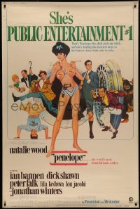6a0329 PENELOPE 40x60 1966 Maurice Thomas art of sexiest Natalie Wood with big money bags and gun!