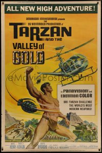 6a0334 TARZAN & THE VALLEY OF GOLD 40x60 1966 art of Henry tossing grenades at baddies by Reynold Brown!