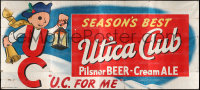 6a0066 UTICA CLUB billboard 1960s Flavor At It's Finest, cool cartoon art of figure holding lantern!