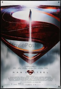 6a0376 MAN OF STEEL DS bus stop 2013 Henry Cavill in the title role as Superman flying over symbol!