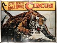 6a0074 CLYDE BEATTY-COLE BROS CIRCUS 93x126 circus poster 1960s striking art of leaping tiger!