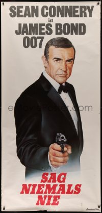 6a0385 NEVER SAY NEVER AGAIN German 33x70 1983 art of Sean Connery as James Bond pointing gun!