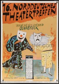 6a0392 16 NORDDEUTSCHES THEATERTREFFEN 33x47 German stage poster 1989 actors with theater masks!