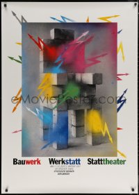 6a0393 BAUWERK WERKSTATT STATTTHEATER 33x47 German stage poster 1986 Matthies block & arrows art!