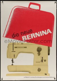 6a0437 BERNINA 36x50 Swiss advertising poster 1963 great image of sewing machine with red cover!
