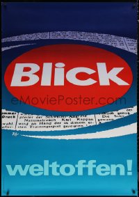 6a0438 BLICK 36x50 Swiss advertising poster 1970 great title design with red & blue over newspaper!
