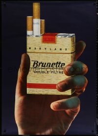 6a0439 BRUNETTE 36x50 Swiss advertising poster 1959 great image of hand holding cigarette pack!