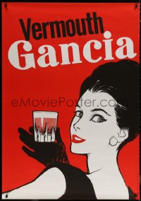 6a0448 GANCIA 35x50 Swiss advertising poster 1962 art of sexy woman and glass of sparkling wine!
