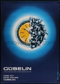 6a0449 GUBELIN 36x50 Swiss advertising poster 1963 Edgar Kung image of bejeweled watch!