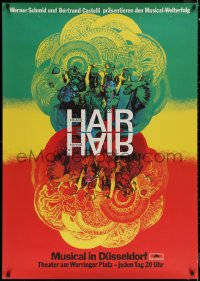 6a0396 HAIR 33x47 German stage poster 1973 Ragni and Rado's musical, Gropplero & Wedell art!