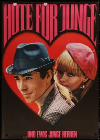 6a0450 HUTE FUR JUNGE 36x50 Swiss advertising poster 1966 an image of a man and woman in heart!