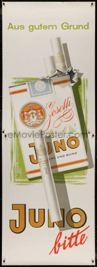 6a0420 JUNO package style 33x94 German advertising poster 1950s Walter Muller smoking art!