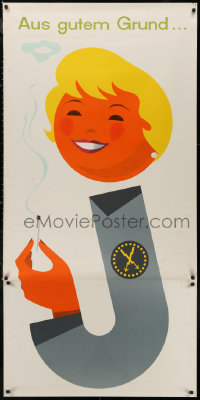 6a0422 JUNO woman in uniform style 33x67 German advertising poster 1950s Walter Muller smoking art!