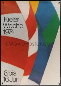 6a0388 KIELER WOCHE 1974 33x47 German special poster 1974 cool colorful artwork of many sails!