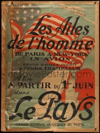 6a0476 LES AILES D'HOMME 46x62 French advertising poster 1917 Felicien Champsaur, Pierre Vincent at!
