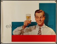 6a0300 MAN WITH BEER 38x50 special poster 1955 close-up of man holding up a glass of beer!