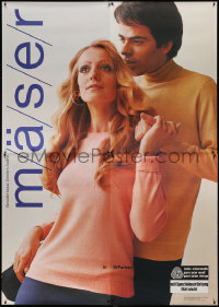 6a0456 MASER 66x94 Swiss advertising poster 1970s image of loving couple in colorful sweaters!