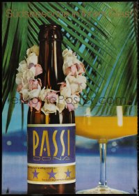 6a0459 PASSINA 36x50 Swiss advertising poster 1965 Greminger beach image w/bottle, lei & glass!